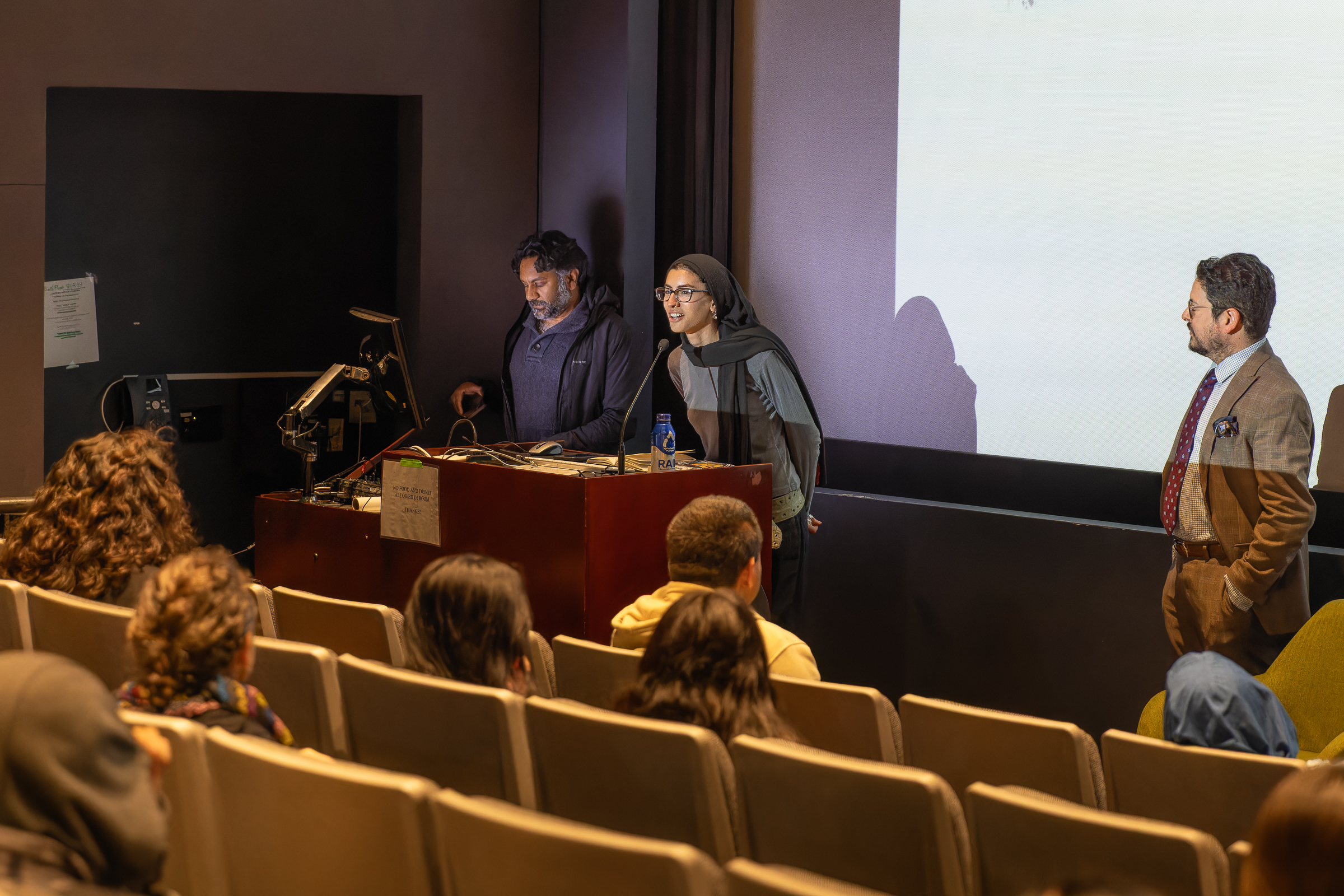 The student speaking at the podium