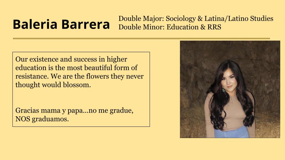 Baleria Barrera thanks her mother and father.