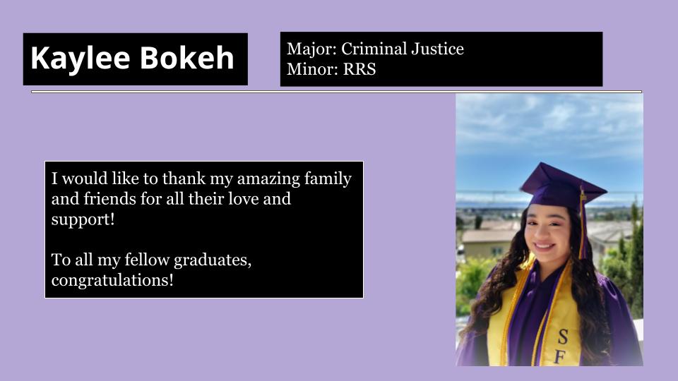 Kaylee Bokeh would like to thank her amazing family and friends for all their love and support! 