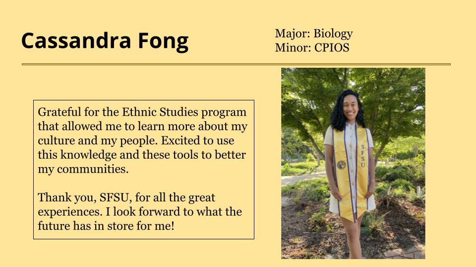 Cassandra Fong is grateful for the Ethnic Studies program that allowed me to learn more about my culture and my people