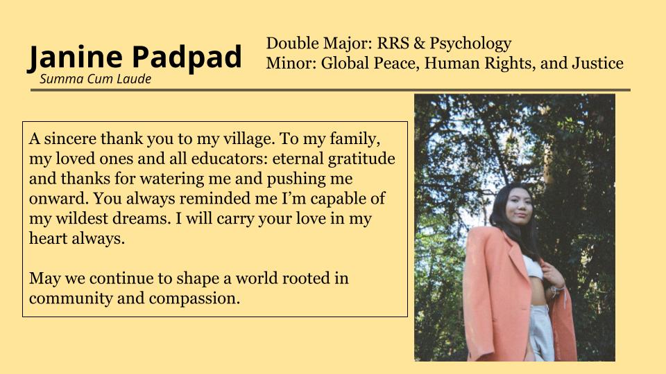 Janine Padpad is sincerely thankful to her village.