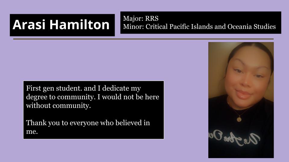 Arasi Hamilton wants to say thank you to everyone who believed in her.