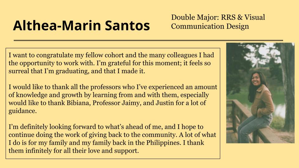 Athea-Marin Santos is definitely looking forward to what's ahead of her, and she hope to continue doing the work of giving back to the community.